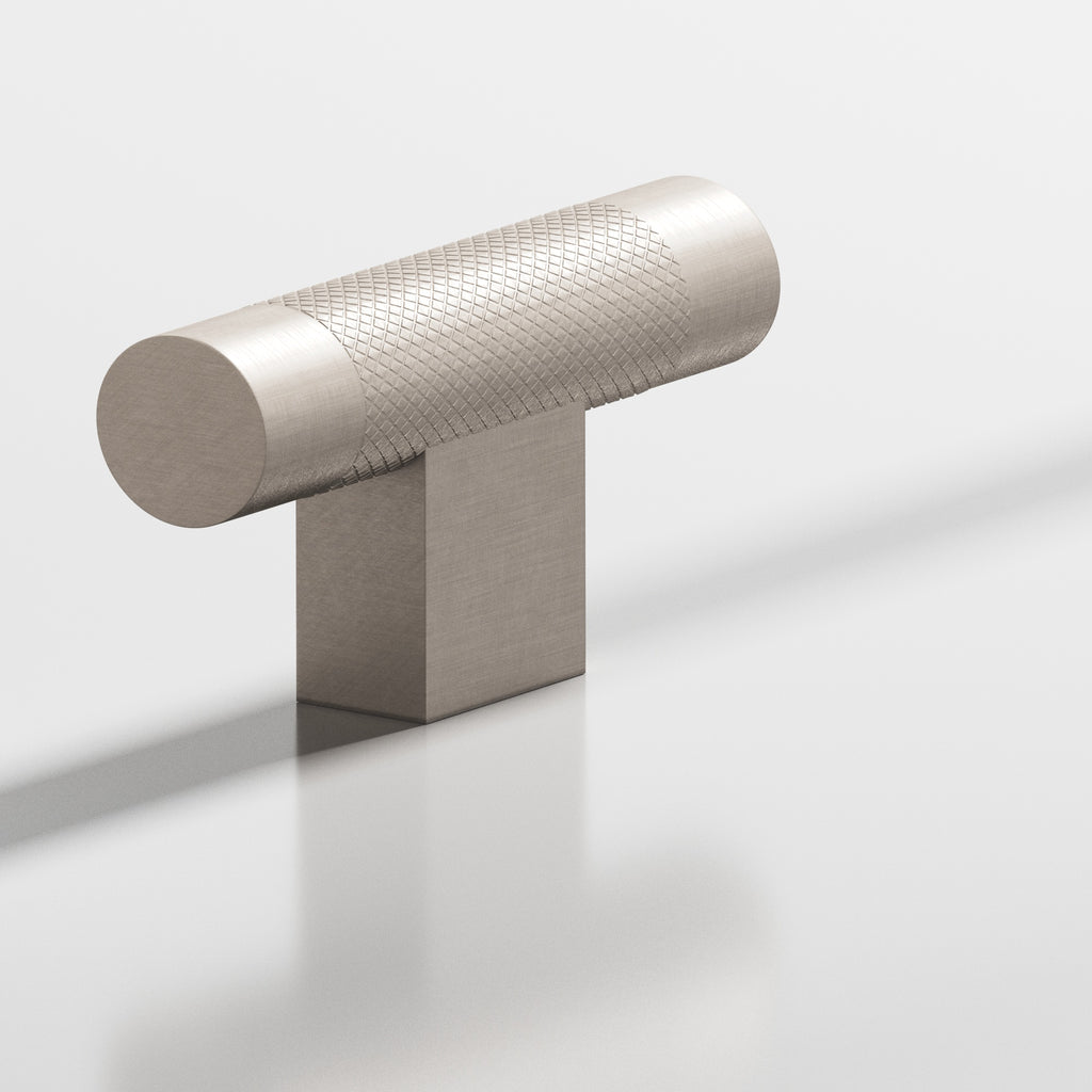Colonial Bronze Series 571 2" Round Diamond-Knurled Cabinet T-Knob With Rectangular Post Matte Satin Nickel / 2"