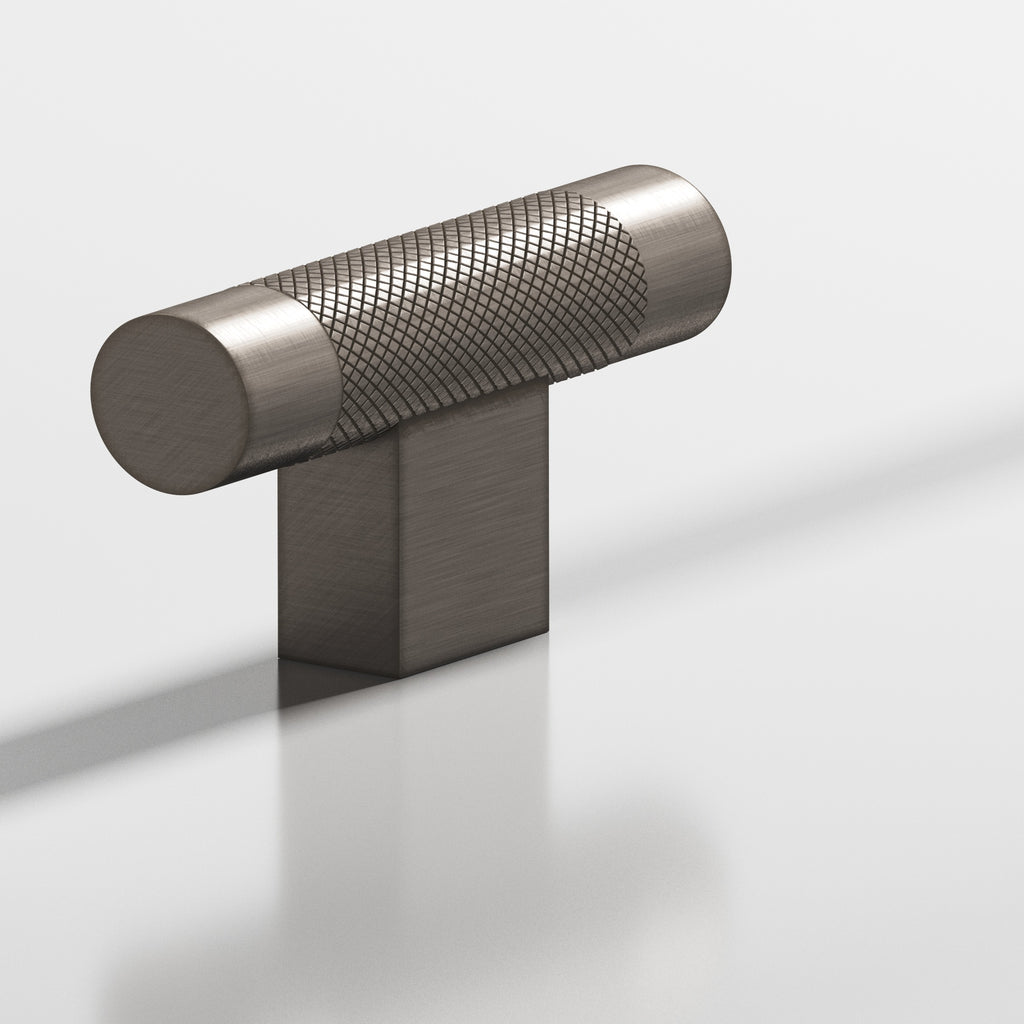 Colonial Bronze Series 571 2" Round Diamond-Knurled Cabinet T-Knob With Rectangular Post Pewter / 2"