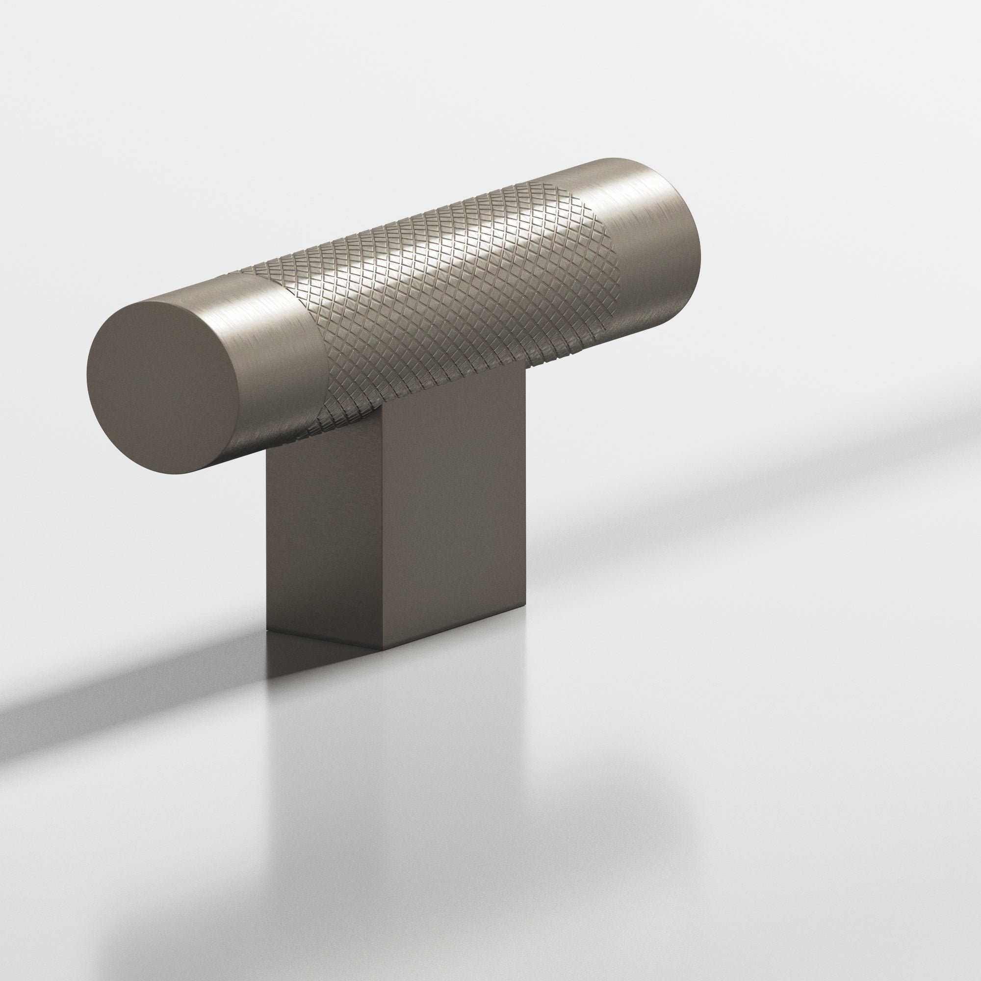 Colonial Bronze Series 571 2" Round Diamond-Knurled Cabinet T-Knob With Rectangular Post Matte Pewter / 2"