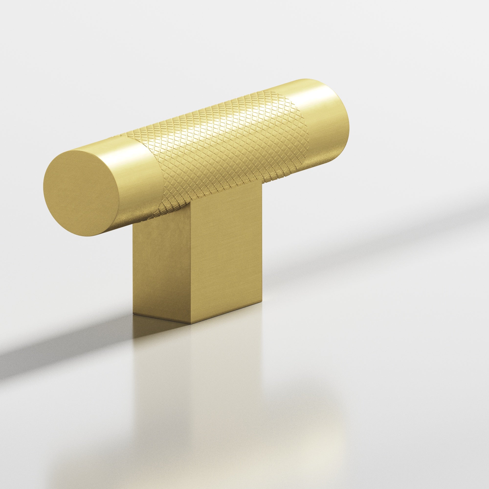 Colonial Bronze Series 571 2" Round Diamond-Knurled Cabinet T-Knob With Rectangular Post Matte Satin Brass / 2"