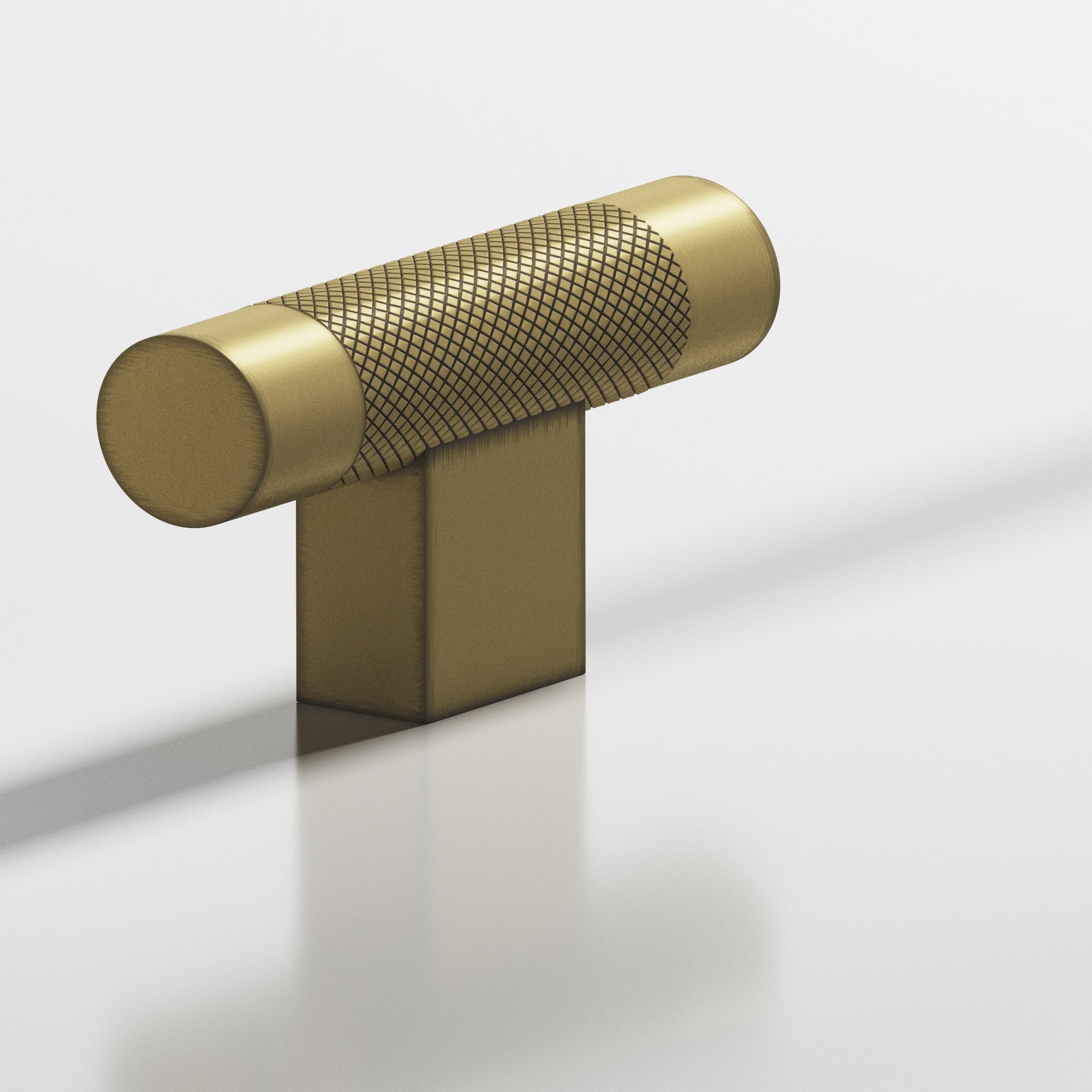 Colonial Bronze Series 571 2" Round Diamond-Knurled Cabinet T-Knob With Rectangular Post Matte Antique Satin Brass / 2"