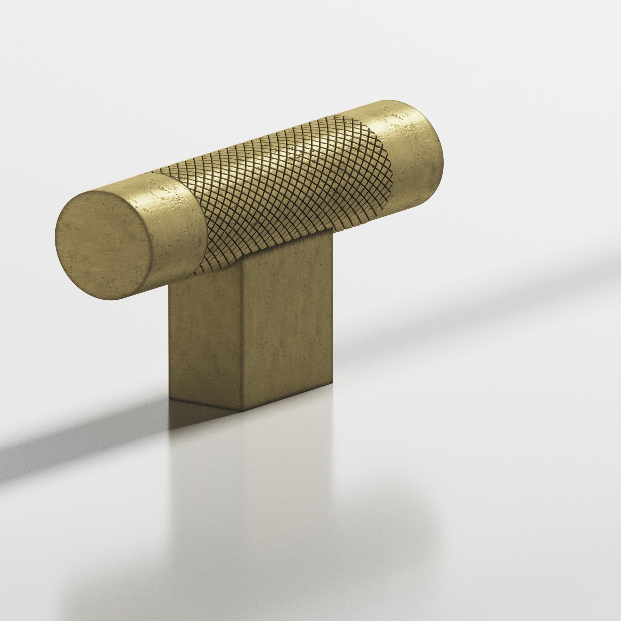 Colonial Bronze Series 571 2" Round Diamond-Knurled Cabinet T-Knob With Rectangular Post Distressed Antique Brass / 2"