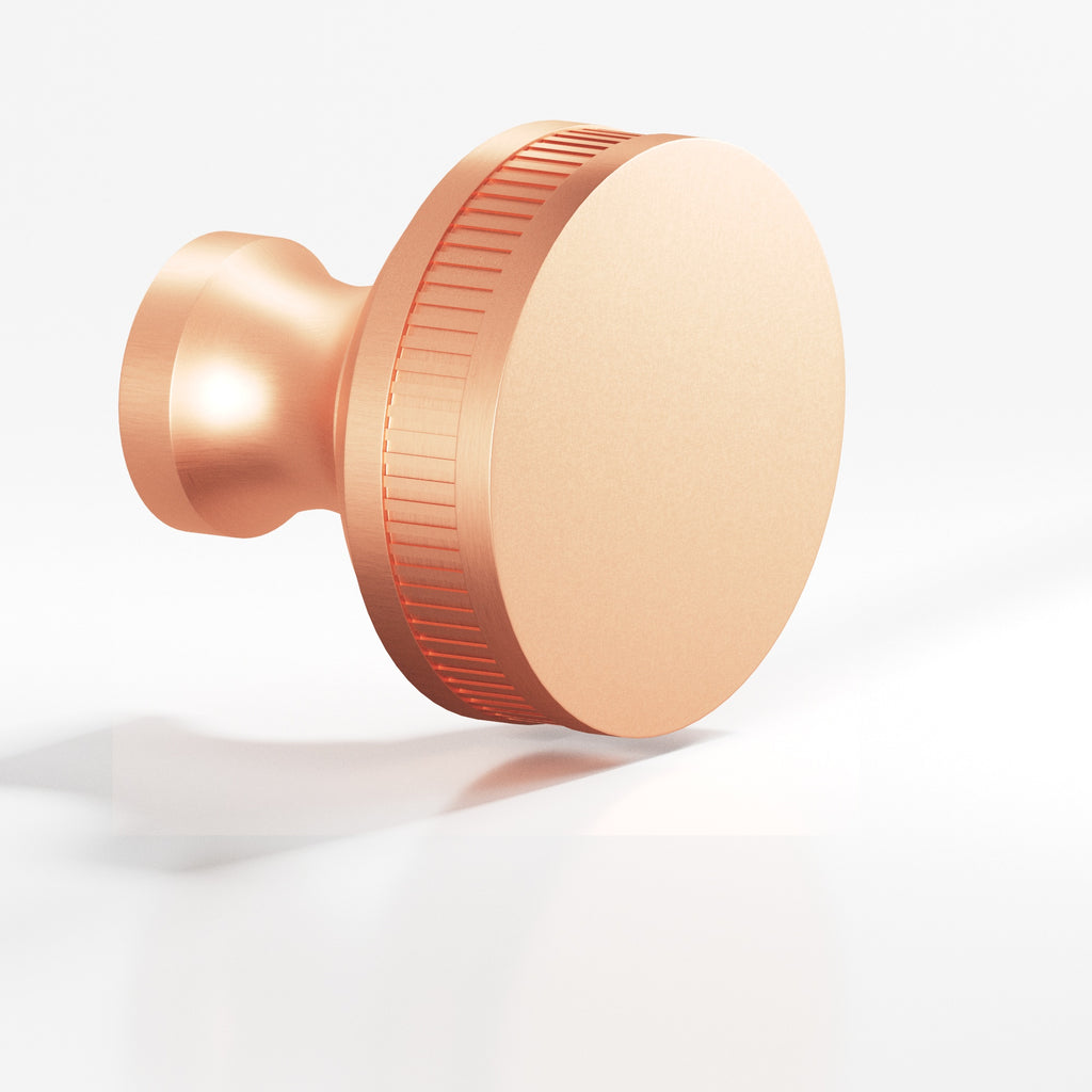 Colonial Bronze Series 585 1.5" Round Coined Sandwich Cabinet Knob Back-To-Back Shower Kit Matte Satin Copper / 1.5"