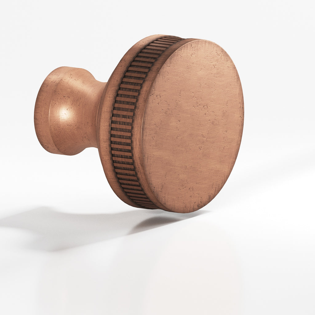 Colonial Bronze Series 585 1.5" Round Coined Sandwich Cabinet Knob Back-To-Back Shower Kit Distressed Antique Copper / 1.5"