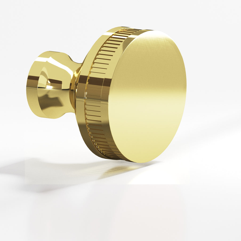 Colonial Bronze Series 585 1.5" Round Coined Sandwich Cabinet Knob Back-To-Back Shower Kit Polished Brass / 1.5"