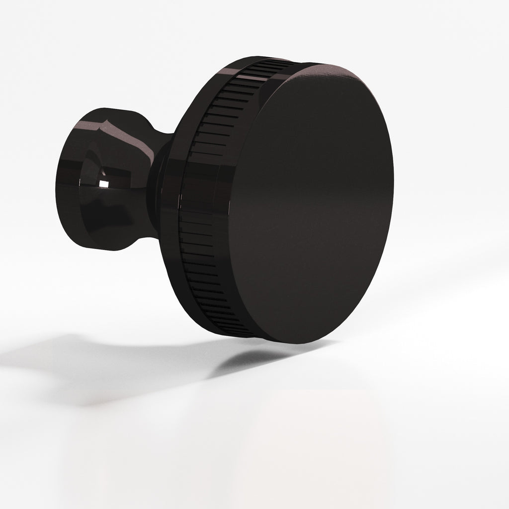 Colonial Bronze Series 585 1.5" Round Coined Sandwich Cabinet Knob Back-To-Back Shower Kit Satin Black / 1.5"