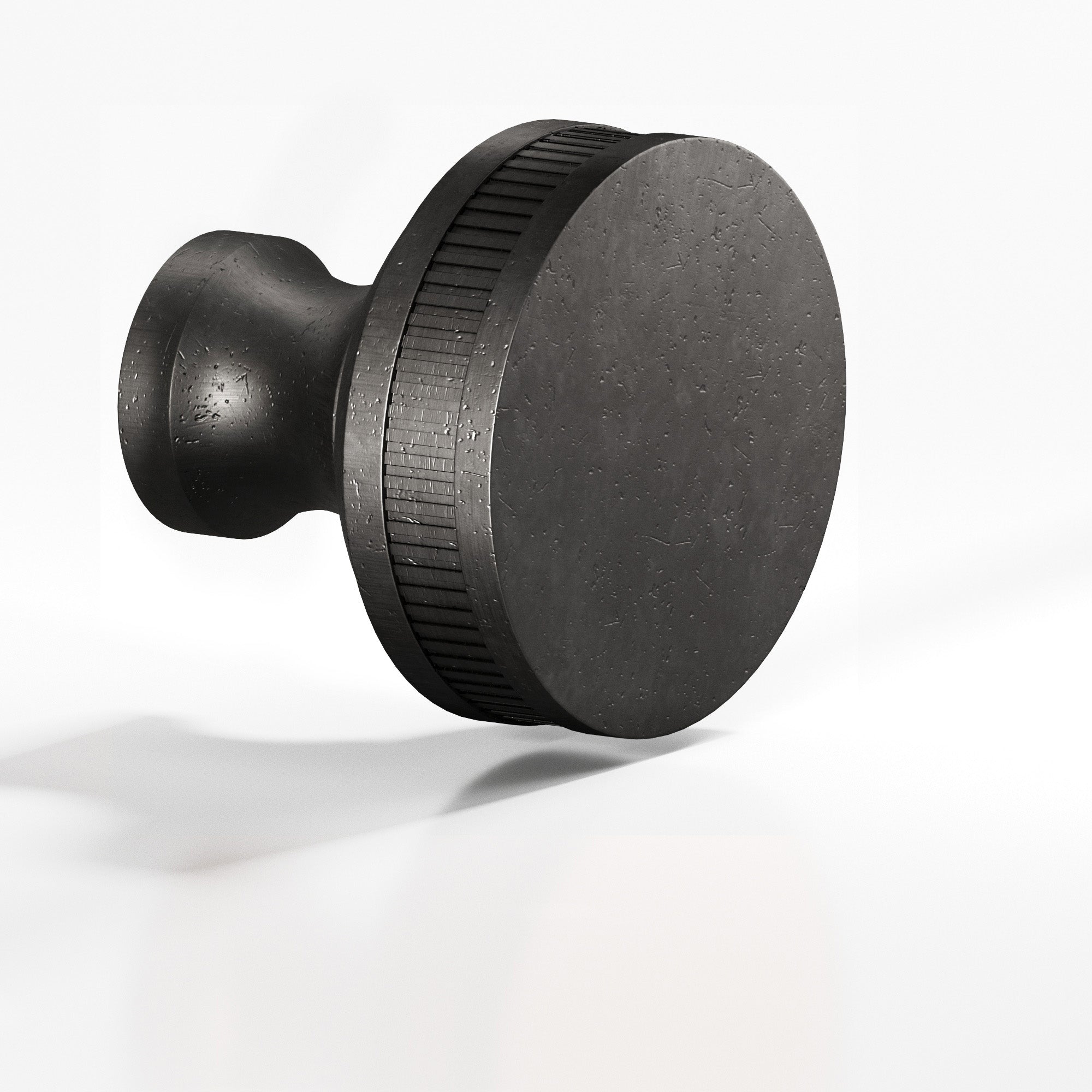 Colonial Bronze Series 585 1.5" Round Coined Sandwich Cabinet Knob Back-To-Back Shower Kit Distressed Satin Black / 1.5"