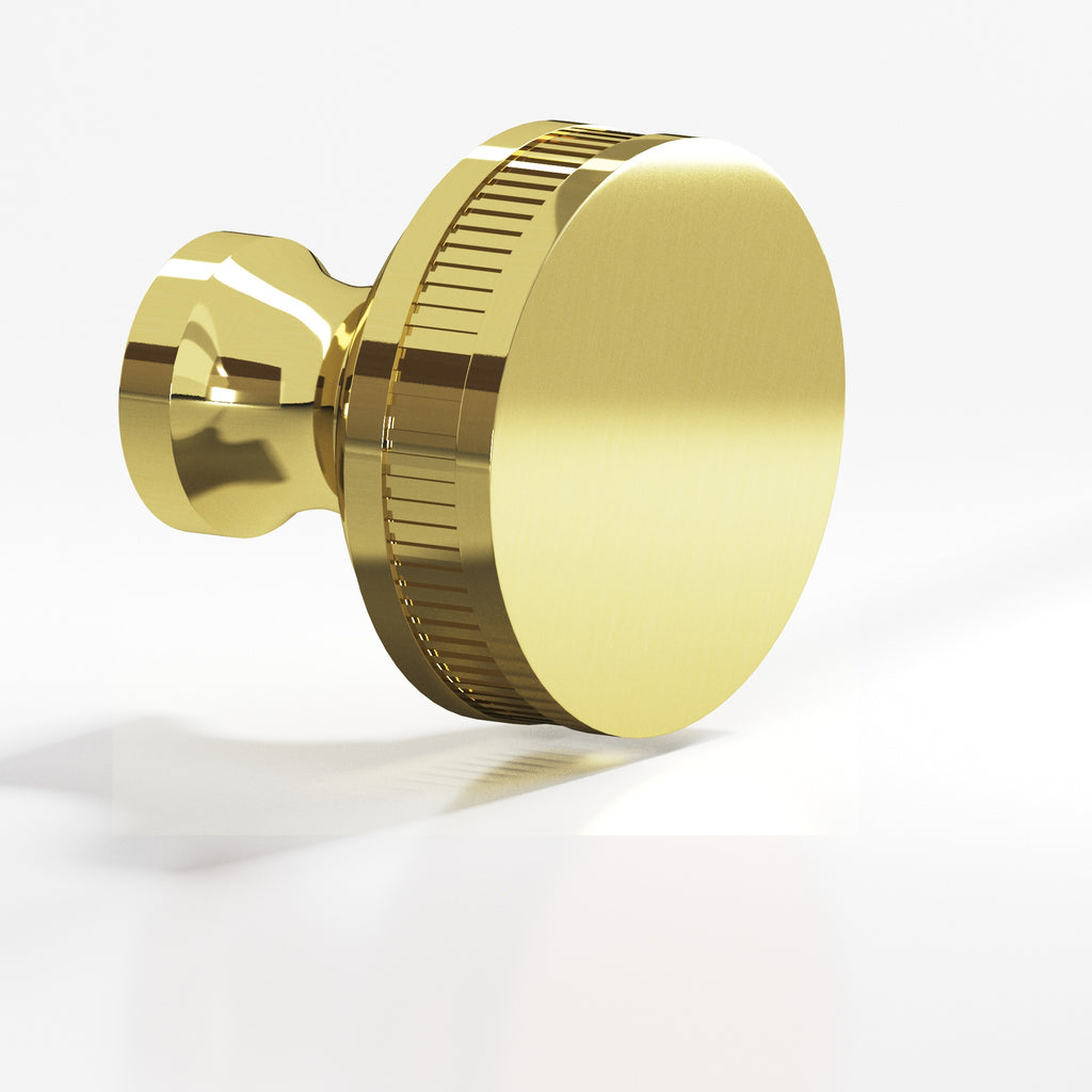 Colonial Bronze Series 585 1.5" Round Coined Sandwich Cabinet Knob Back-To-Back Shower Kit Unlacquered Polished Brass / 1.5"