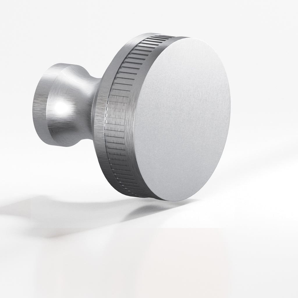 Colonial Bronze Series 585 1.5" Round Coined Sandwich Cabinet Knob Back-To-Back Shower Kit Matte Satin Chrome / 1.5"