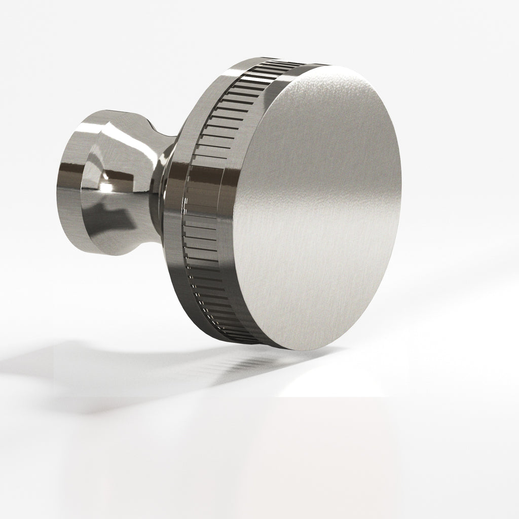Colonial Bronze Series 585 1.5" Round Coined Sandwich Cabinet Knob Back-To-Back Shower Kit Nickel Stainless / 1.5"