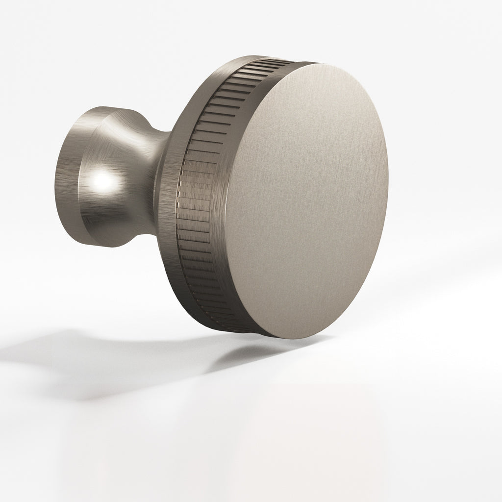 Colonial Bronze Series 585 1.5" Round Coined Sandwich Cabinet Knob Back-To-Back Shower Kit Matte Pewter / 1.5"