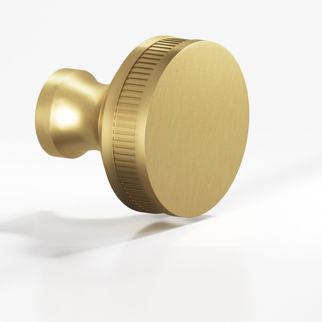 Colonial Bronze Series 585 1.5" Round Coined Sandwich Cabinet Knob Back-To-Back Shower Kit Unlacquered Satin Brass / 1.5"