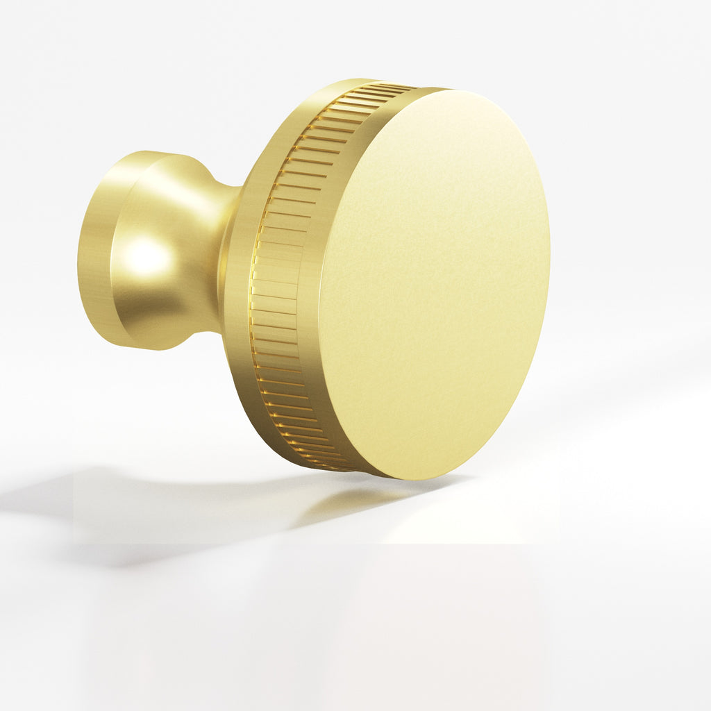 Colonial Bronze Series 585 1.5" Round Coined Sandwich Cabinet Knob Back-To-Back Shower Kit Matte Satin Brass / 1.5"