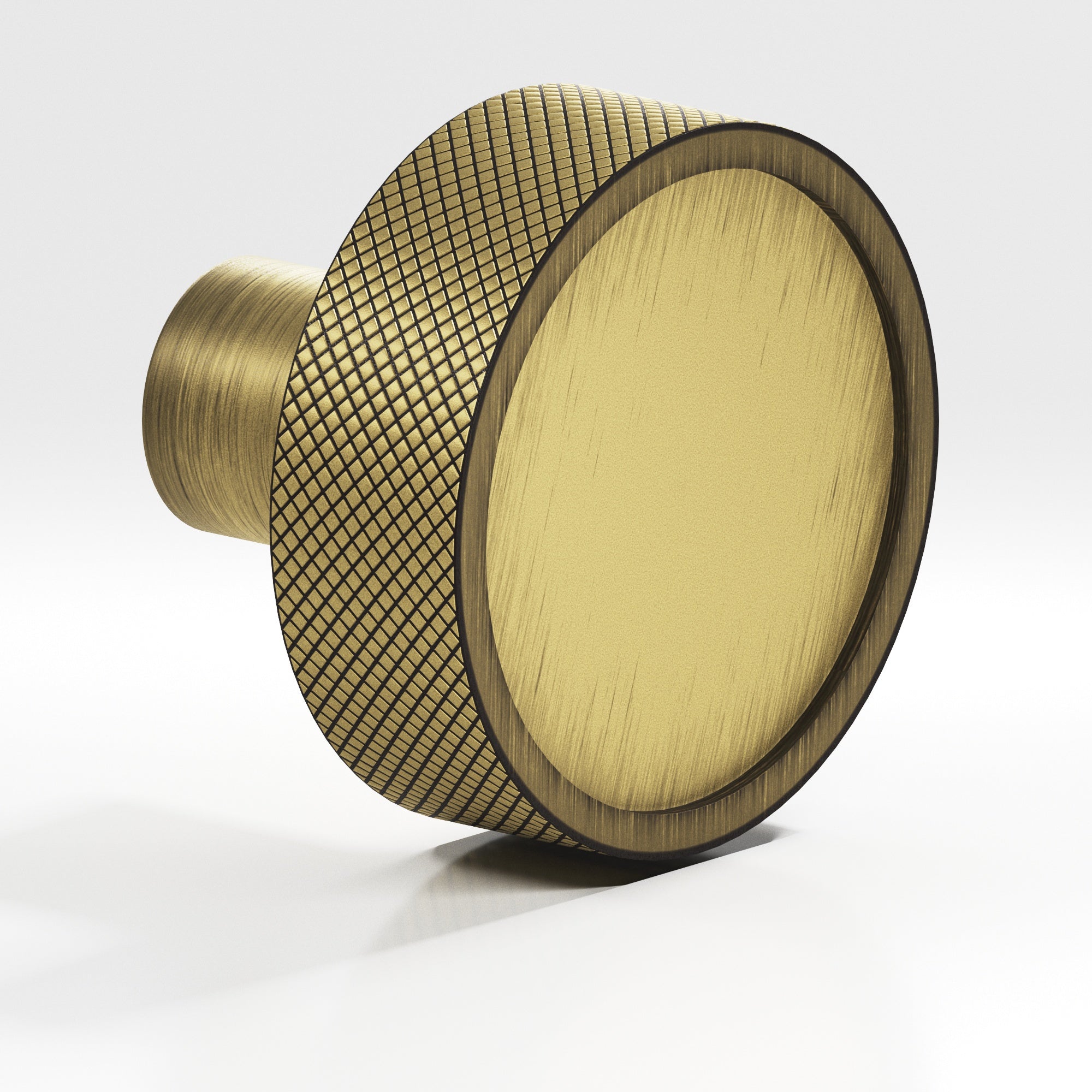 Colonial Bronze Series 595 1.25" Round Diamond-Knurled Sandwich Cabinet Knob Matte Antique Satin Brass / 1.25"