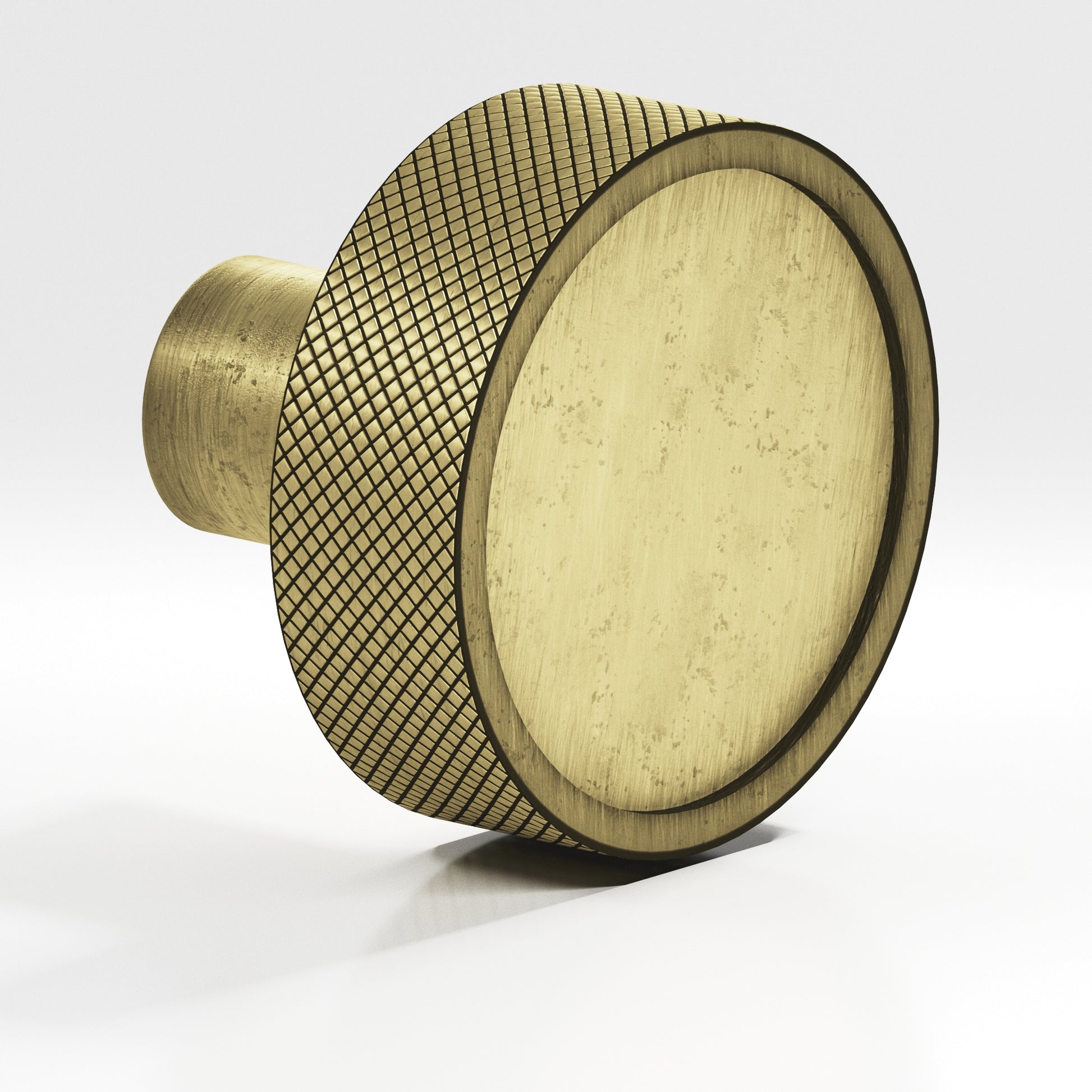 Colonial Bronze Series 595 1.25" Round Diamond-Knurled Sandwich Cabinet Knob Distressed Antique Brass / 1.25"