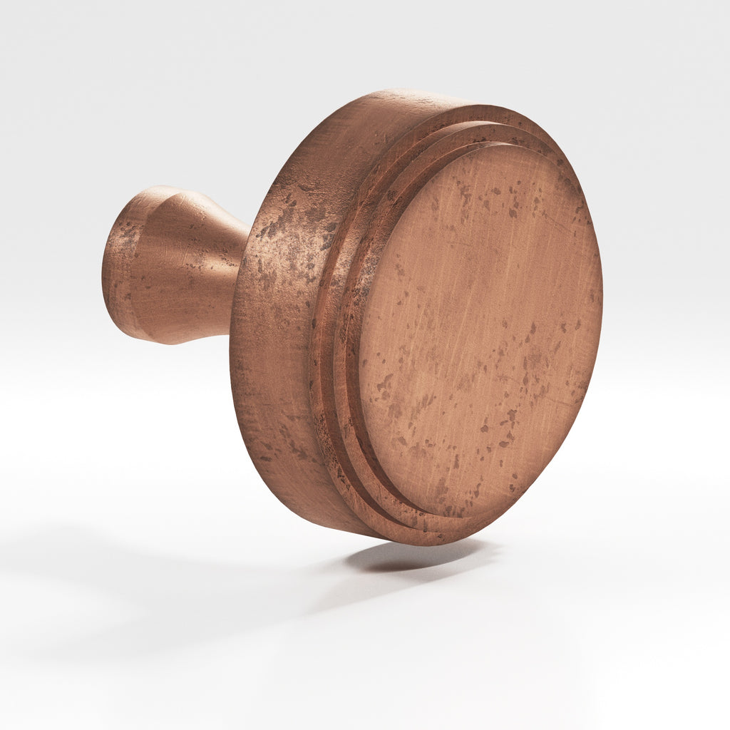 Colonial Bronze Series 621 1.25" Round Stepped Cabinet Knob With Flared Post Distressed Antique Copper / 1.25"