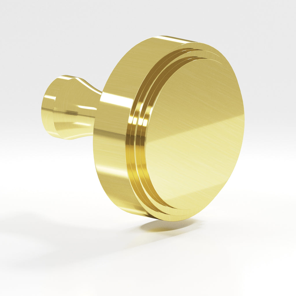 Colonial Bronze Series 620 1" Round Stepped Cabinet Knob With Flared Post Unlacquered Polished Brass / 1"