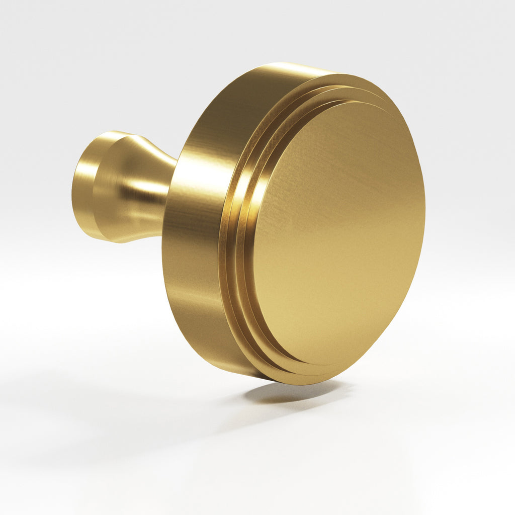 Colonial Bronze Series 620 1" Round Stepped Cabinet Knob With Flared Post Unlacquered Satin Brass / 1"