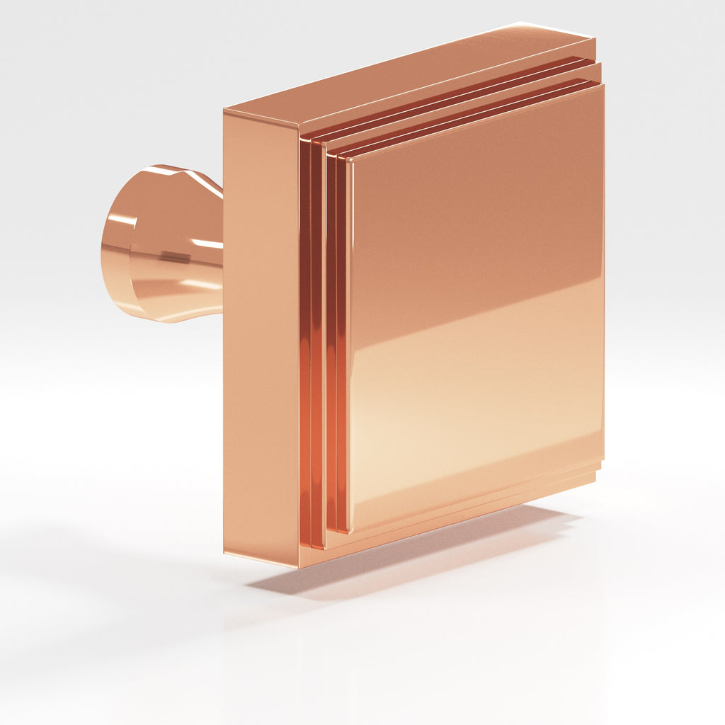 Colonial Bronze Series 625 1.5" Square Stepped Cabinet Knob With Flared Post Polished Copper / 1.5"