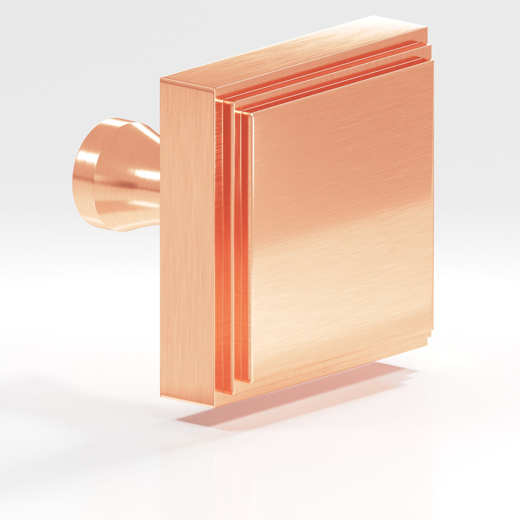 Colonial Bronze Series 625 1.5" Square Stepped Cabinet Knob With Flared Post Satin Copper / 1.5"