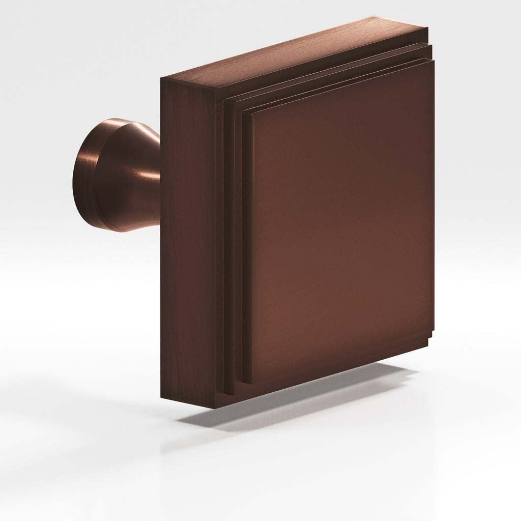 Colonial Bronze Series 625 1.5" Square Stepped Cabinet Knob With Flared Post Matte Antique Copper / 1.5"