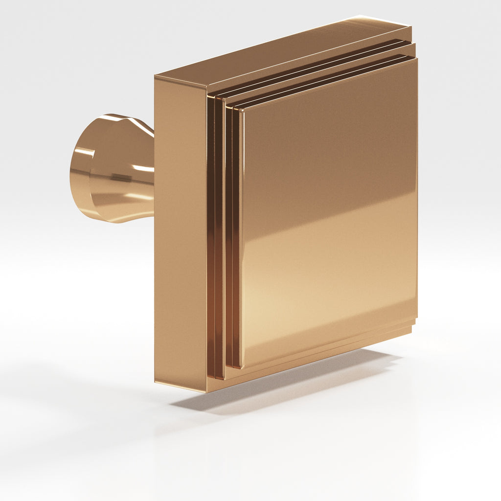 Colonial Bronze Series 625 1.5" Square Stepped Cabinet Knob With Flared Post Polished Bronze / 1.5"