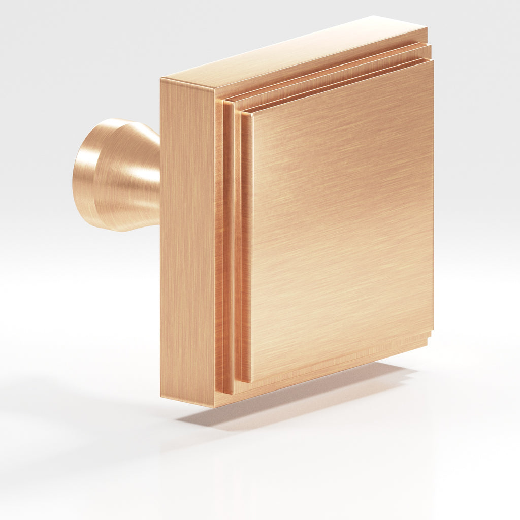 Colonial Bronze Series 625 1.5" Square Stepped Cabinet Knob With Flared Post Satin Bronze / 1.5"