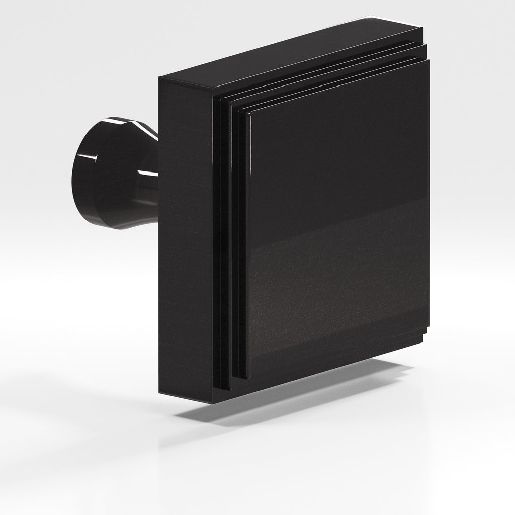 Colonial Bronze Series 625 1.5" Square Stepped Cabinet Knob With Flared Post Satin Black / 1.5"