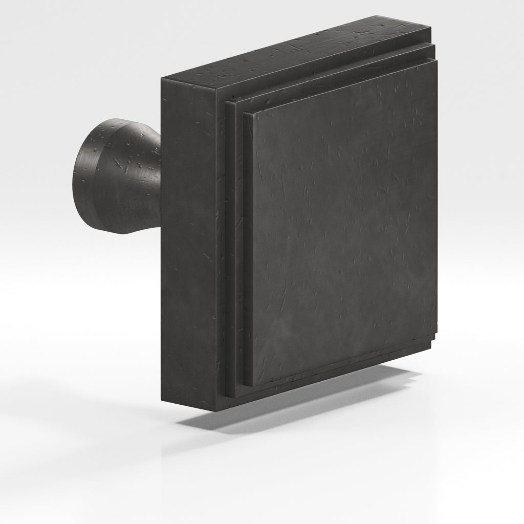 Colonial Bronze Series 625 1.5" Square Stepped Cabinet Knob With Flared Post Distressed Satin Black / 1.5"
