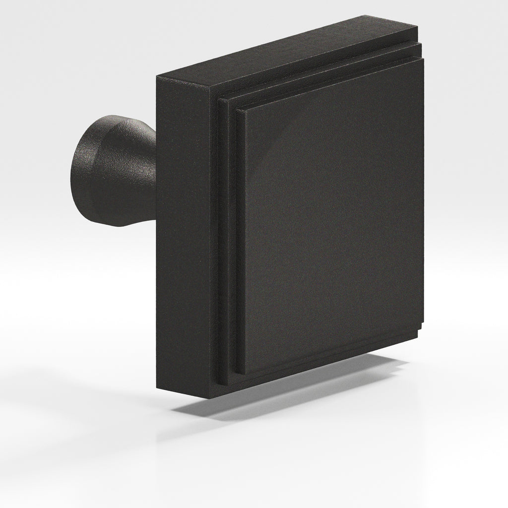 Colonial Bronze Series 625 1.5" Square Stepped Cabinet Knob With Flared Post Frost Black™ / 1.5"