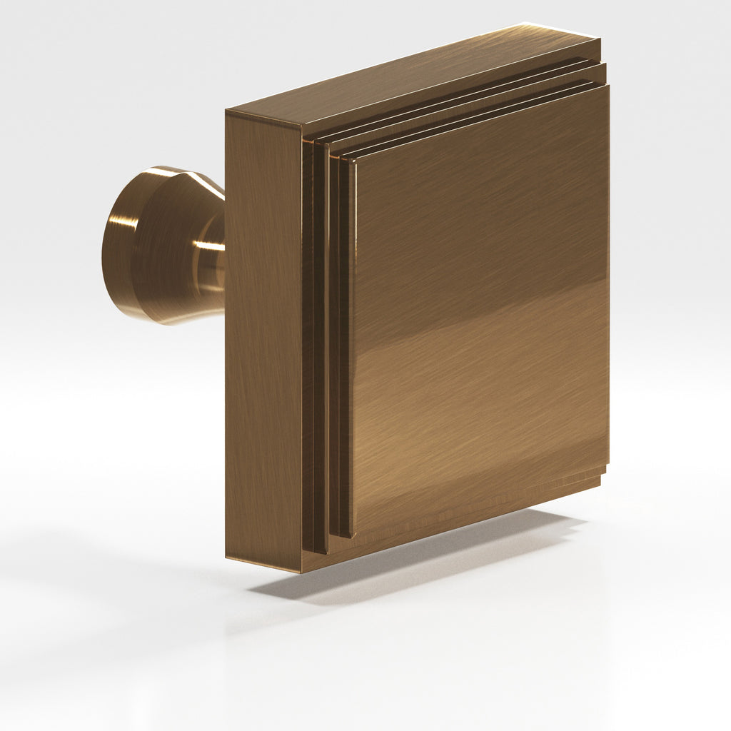Colonial Bronze Series 625 1.5" Square Stepped Cabinet Knob With Flared Post Light Statuary Bronze / 1.5"
