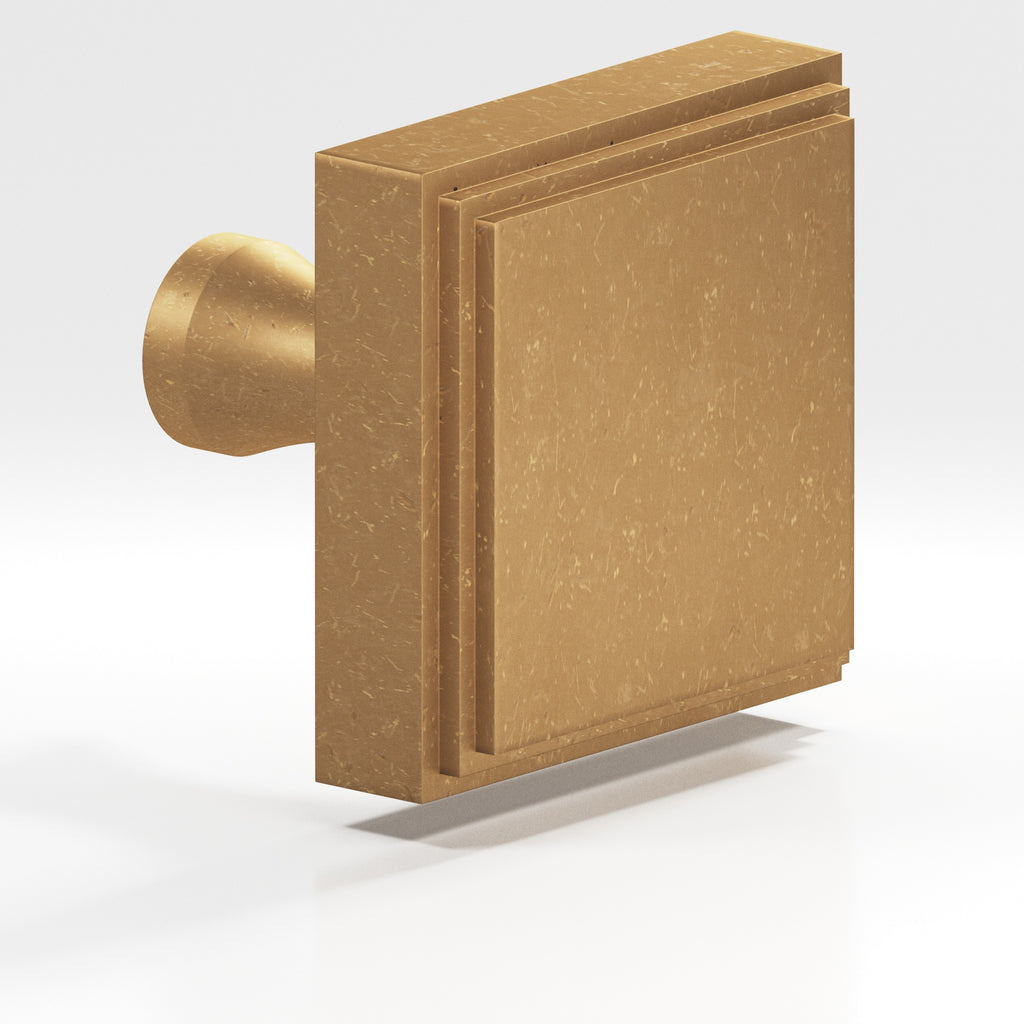 Colonial Bronze Series 625 1.5" Square Stepped Cabinet Knob With Flared Post Distressed Light Statuary Bronze / 1.5"