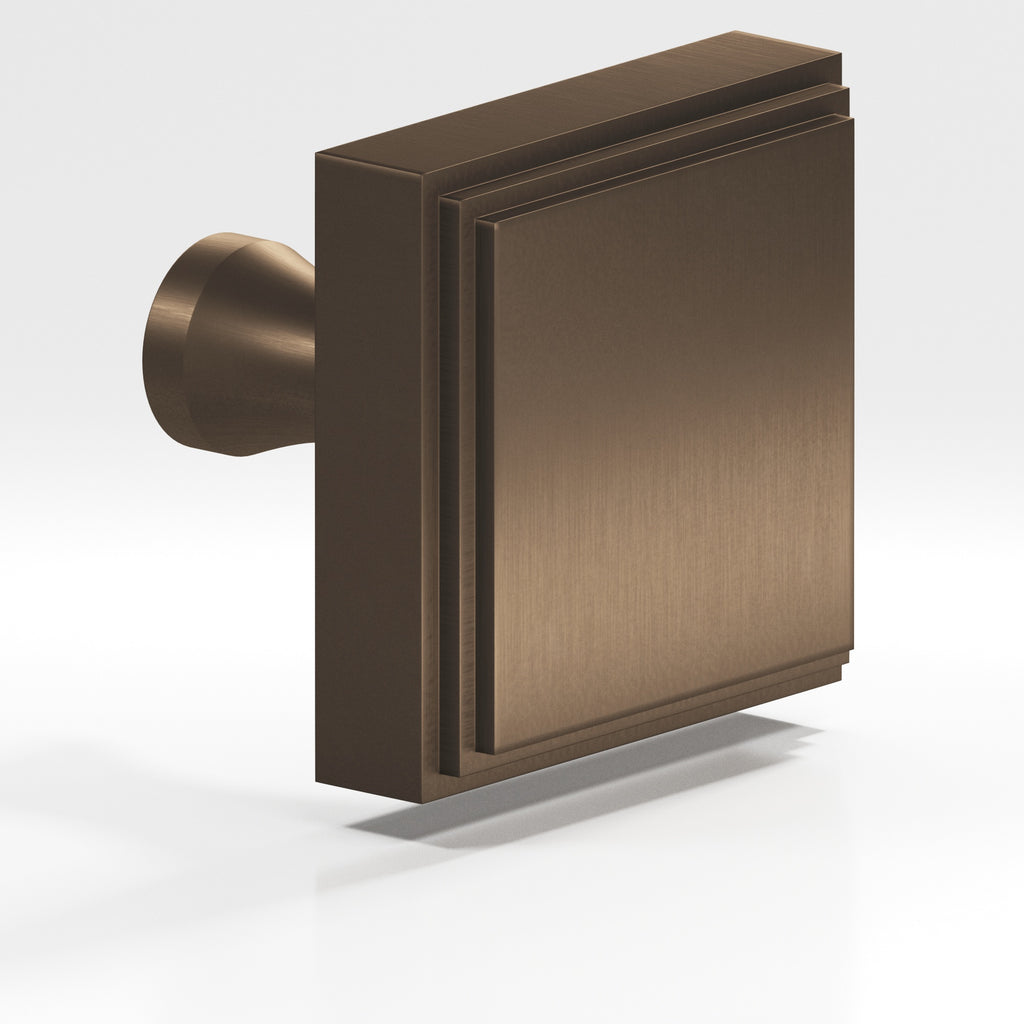 Colonial Bronze Series 625 1.5" Square Stepped Cabinet Knob With Flared Post Heritage Bronze / 1.5"