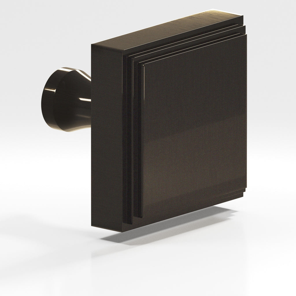 Colonial Bronze Series 625 1.5" Square Stepped Cabinet Knob With Flared Post Dark Statuary Bronze / 1.5"