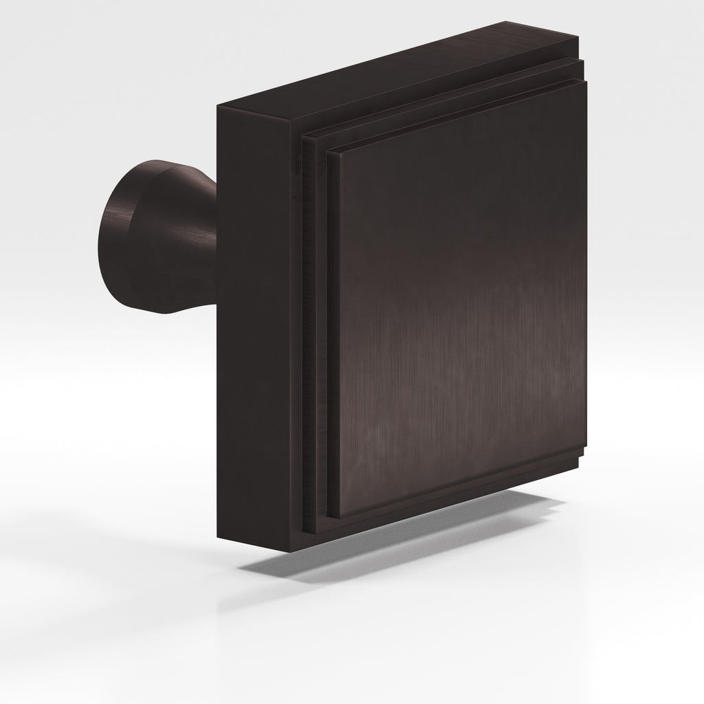 Colonial Bronze Series 625 1.5" Square Stepped Cabinet Knob With Flared Post Matte Dark Statuary Bronze / 1.5"