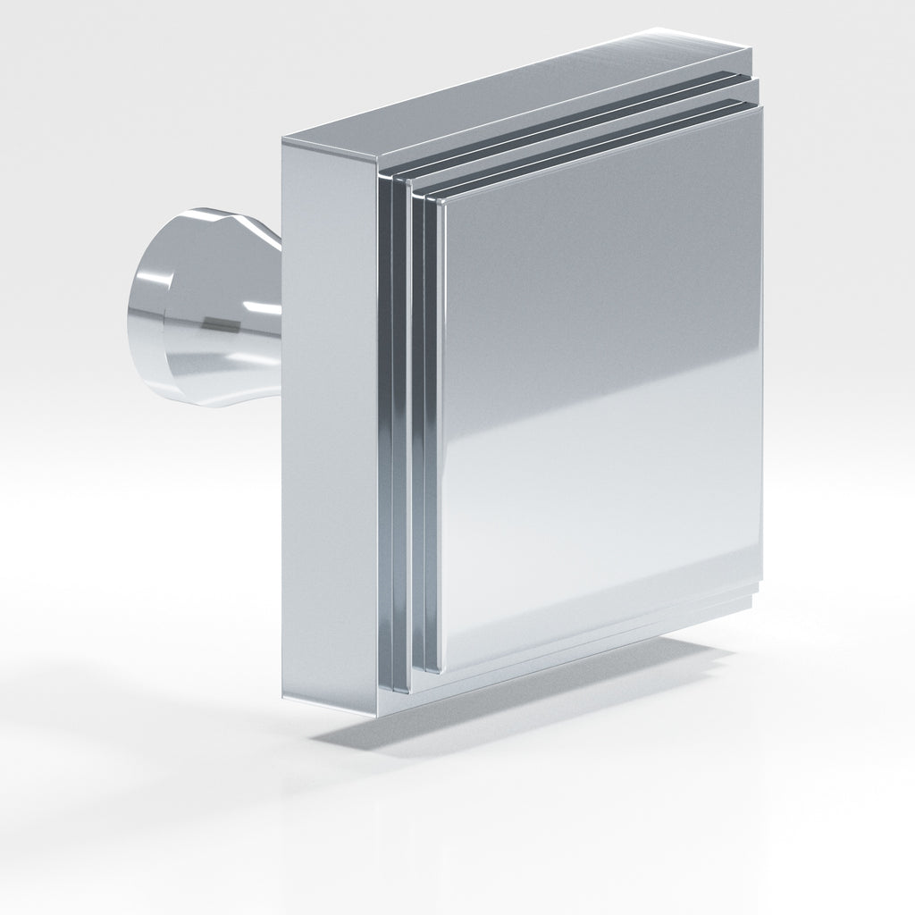 Colonial Bronze Series 625 1.5" Square Stepped Cabinet Knob With Flared Post Polished Chrome / 1.5"