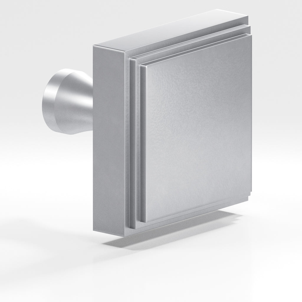 Colonial Bronze Series 625 1.5" Square Stepped Cabinet Knob With Flared Post Matte Satin Chrome / 1.5"