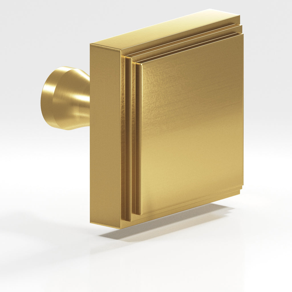 Colonial Bronze Series 625 1.5" Square Stepped Cabinet Knob With Flared Post Satin Brass / 1.5"