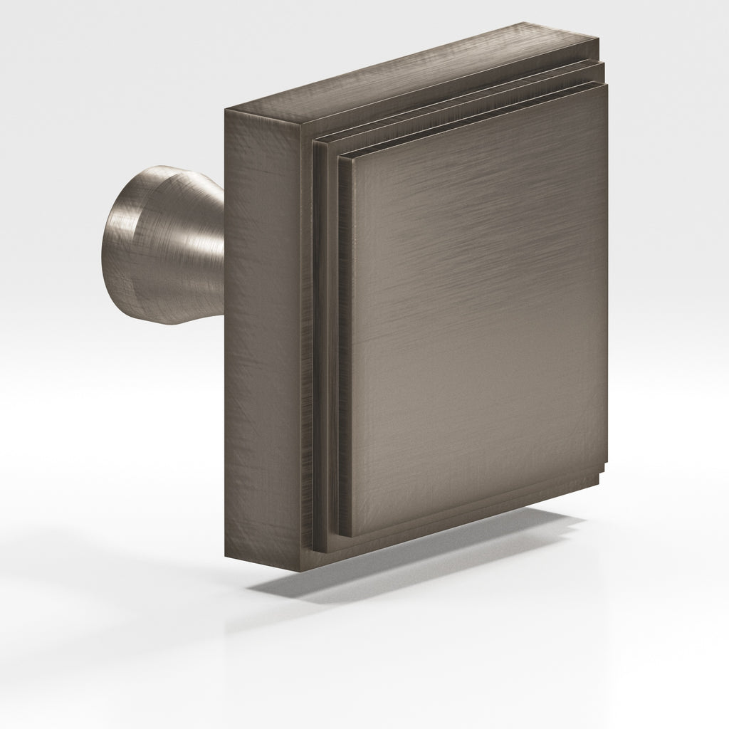 Colonial Bronze Series 625 1.5" Square Stepped Cabinet Knob With Flared Post Pewter / 1.5"