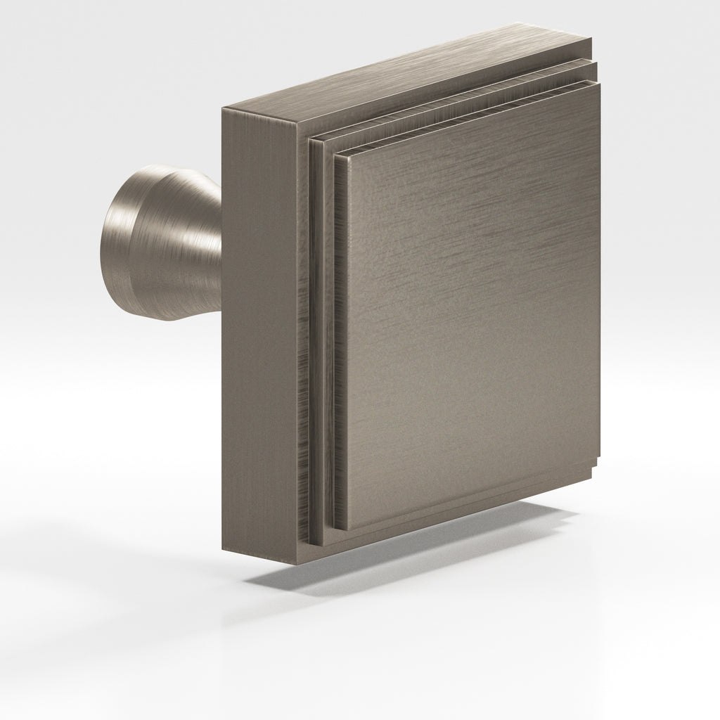 Colonial Bronze Series 625 1.5" Square Stepped Cabinet Knob With Flared Post Matte Pewter / 1.5"