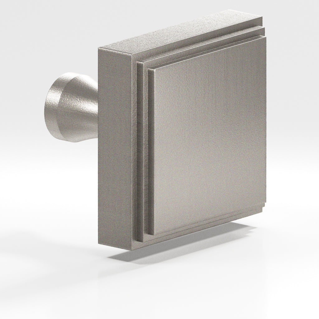 Colonial Bronze Series 625 1.5" Square Stepped Cabinet Knob With Flared Post Frost Nickel™ / 1.5"