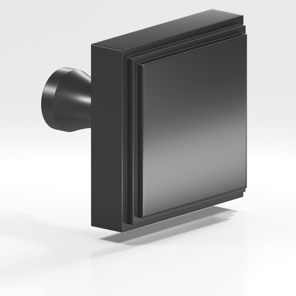 Colonial Bronze Series 625 1.5" Square Stepped Cabinet Knob With Flared Post Matte Graphite / 1.5"