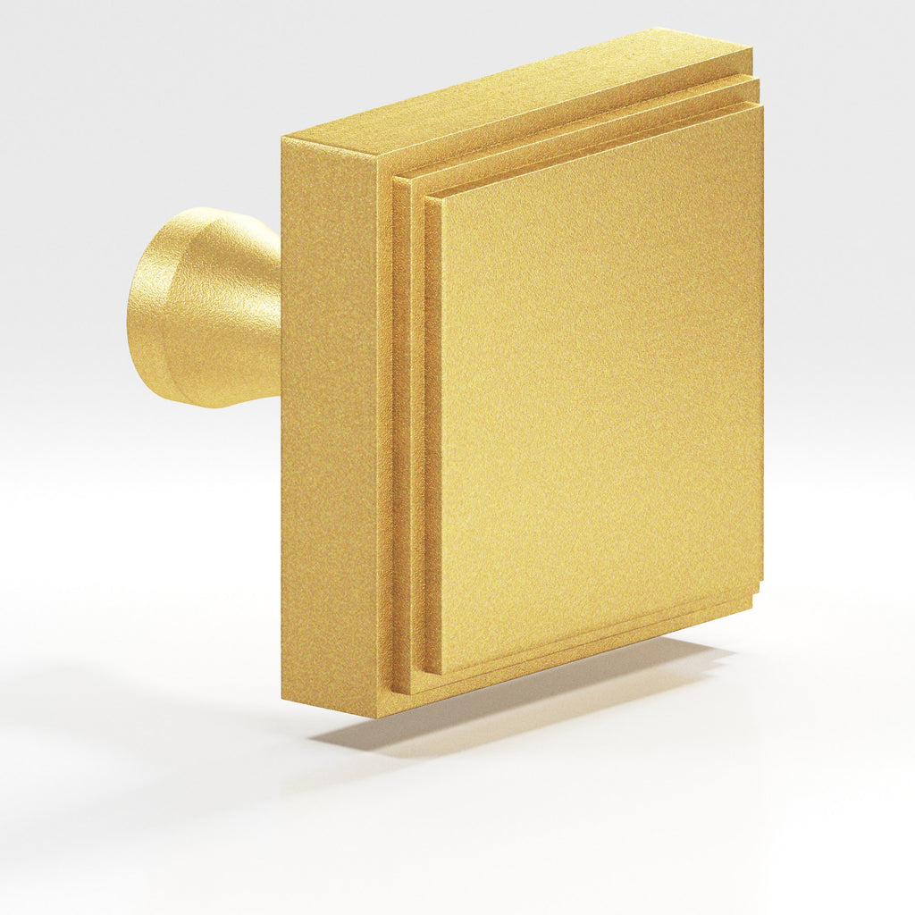 Colonial Bronze Series 625 1.5" Square Stepped Cabinet Knob With Flared Post Frost Brass™ / 1.5"