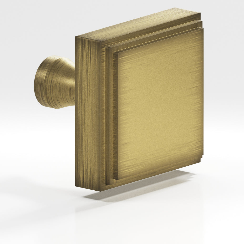Colonial Bronze Series 625 1.5" Square Stepped Cabinet Knob With Flared Post Matte Antique Satin Brass / 1.5"