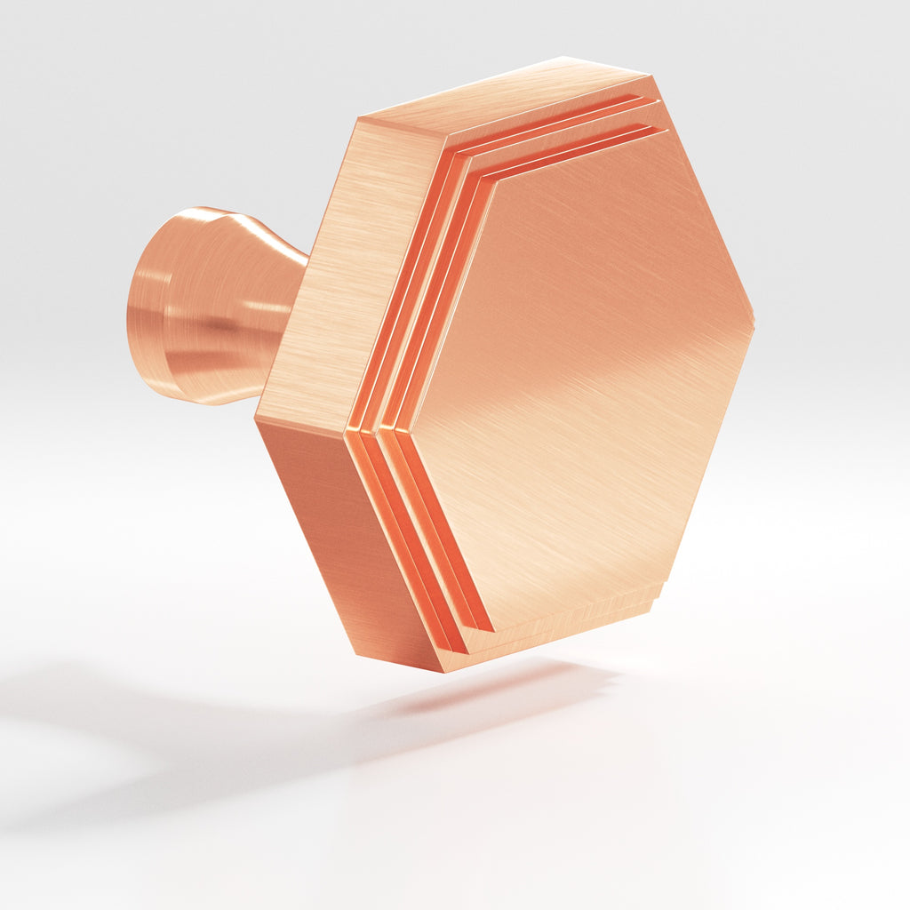 Colonial Bronze Series 627 1.25" Hexagonal Stepped Cabinet Knob With Flared Post Satin Copper / 1.25"