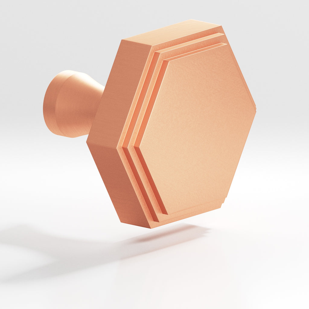Colonial Bronze Series 627 1.25" Hexagonal Stepped Cabinet Knob With Flared Post Matte Satin Copper / 1.25"