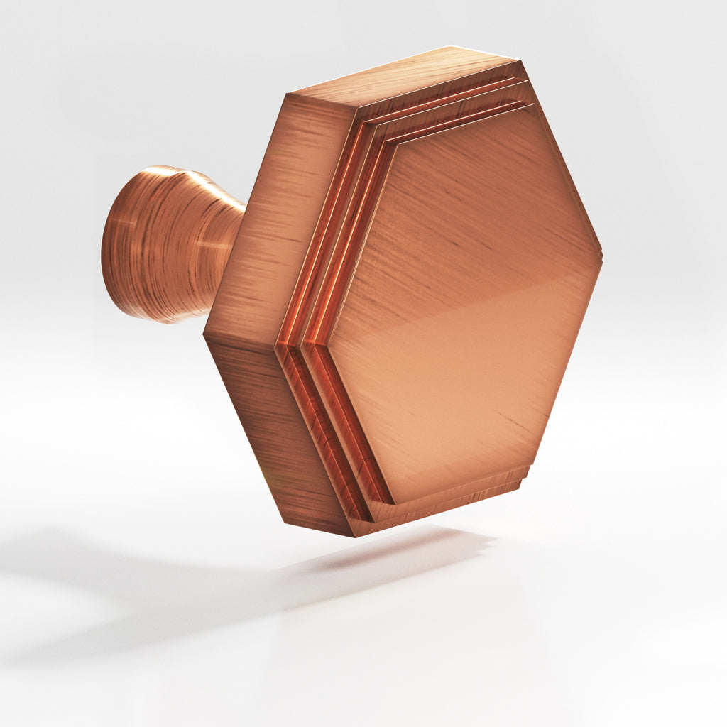 Colonial Bronze Series 626 1" Hexagonal Stepped Cabinet Knob With Flared Post Antique Copper / 1"
