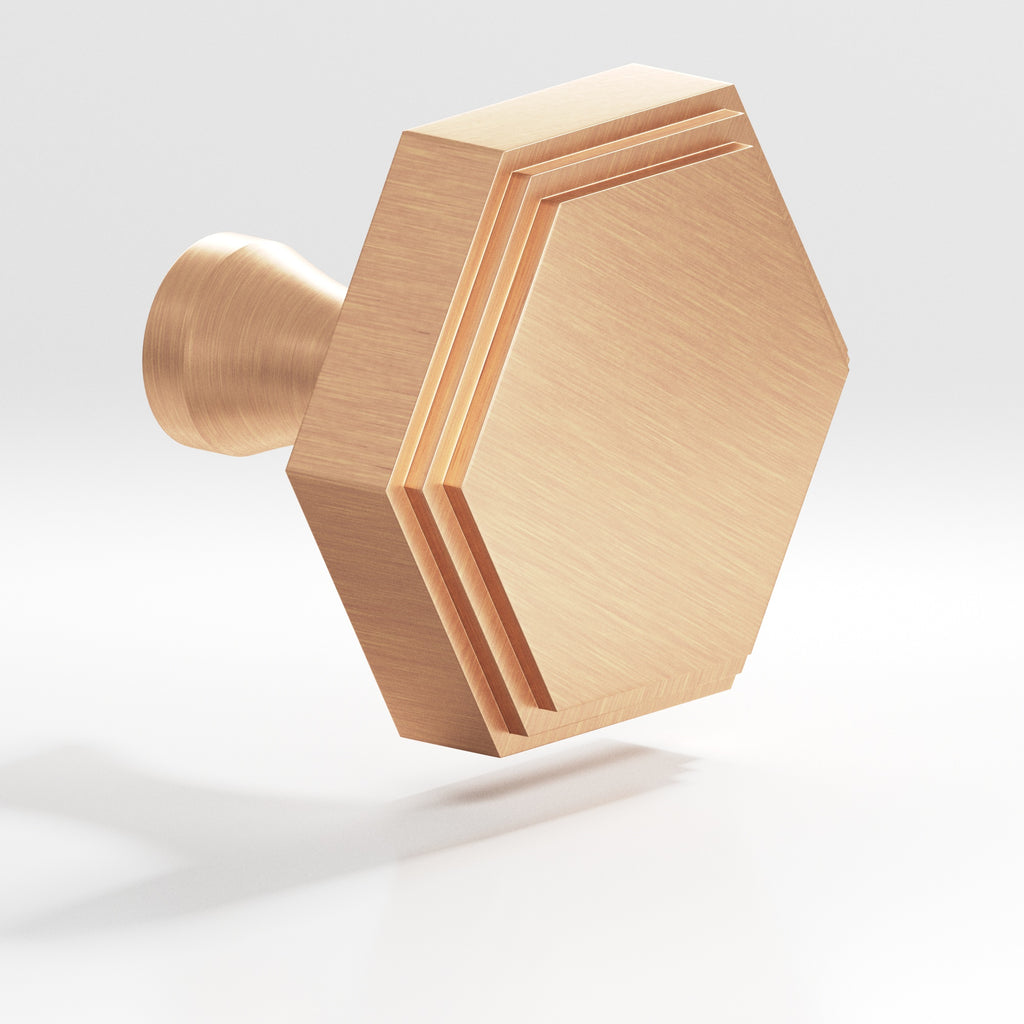 Colonial Bronze Series 626 1" Hexagonal Stepped Cabinet Knob With Flared Post Satin Bronze / 1"