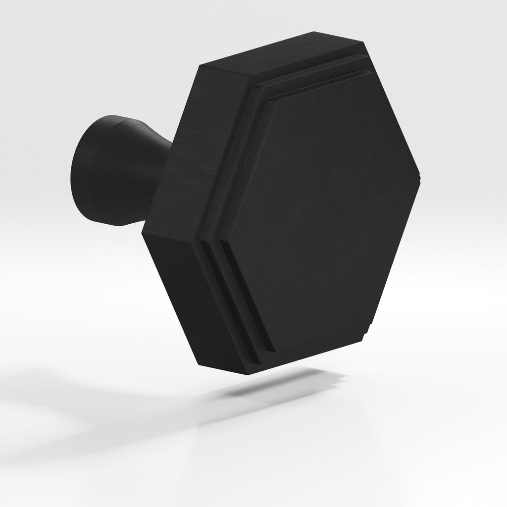 Colonial Bronze Series 627 1.25" Hexagonal Stepped Cabinet Knob With Flared Post Matte Satin Black / 1.25"