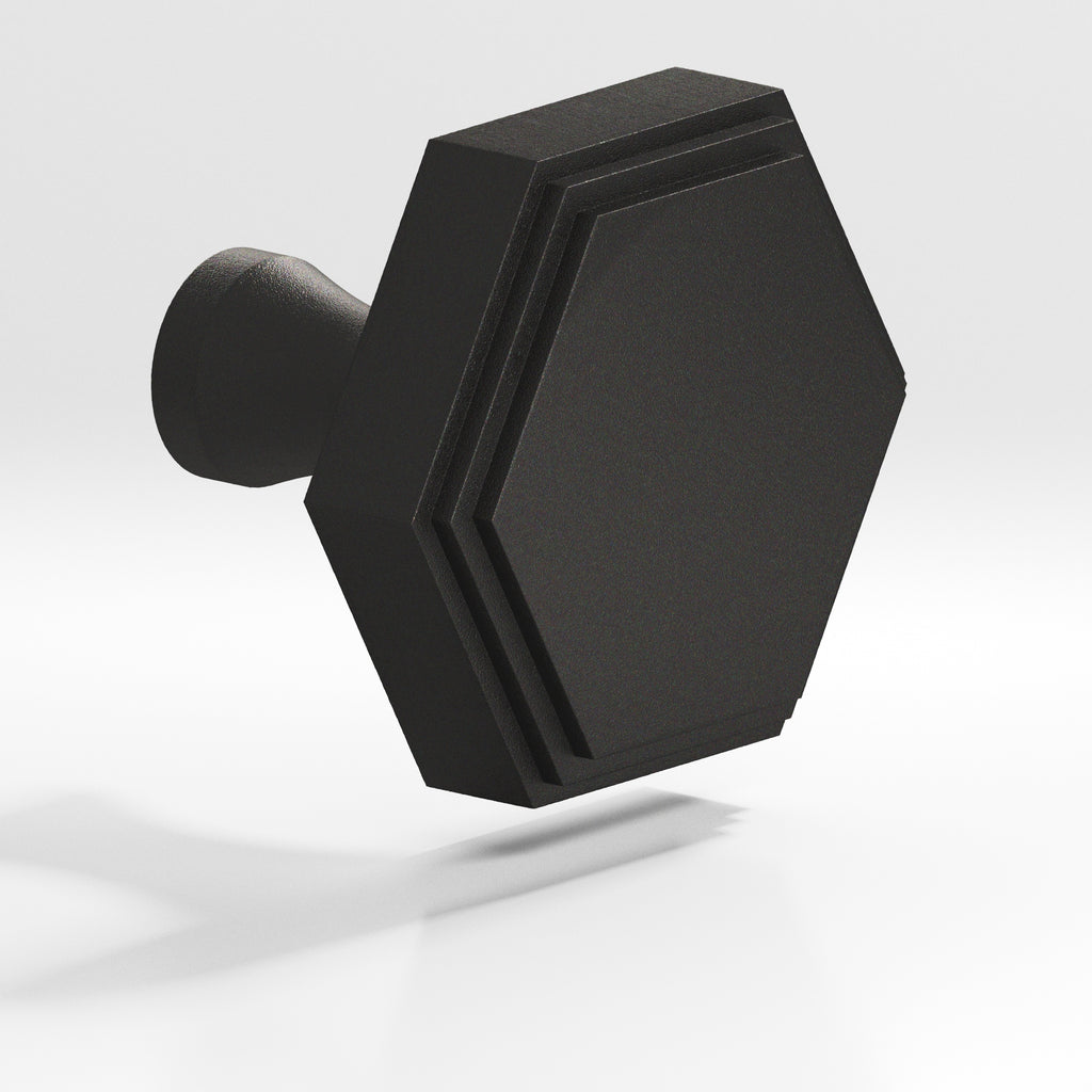 Colonial Bronze Series 626 1" Hexagonal Stepped Cabinet Knob With Flared Post Frost Black™ / 1"